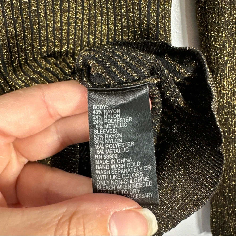 Antonio Melani black and gold metallic knit turtleneck sweater size small NWT - Picture 8 of 8